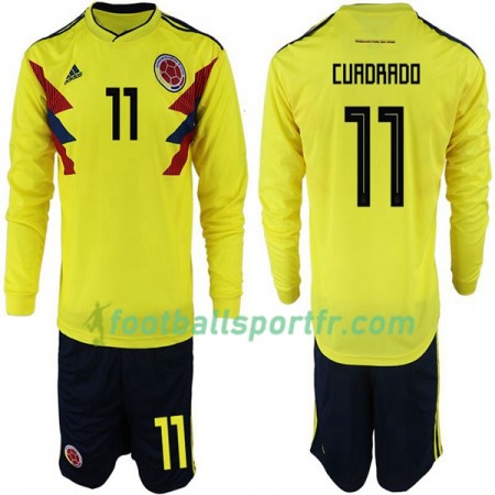 Tenue Colombie Cuadrado 11 Enfant Domicile Coupe du monde 2018 Maillot de Foot ML